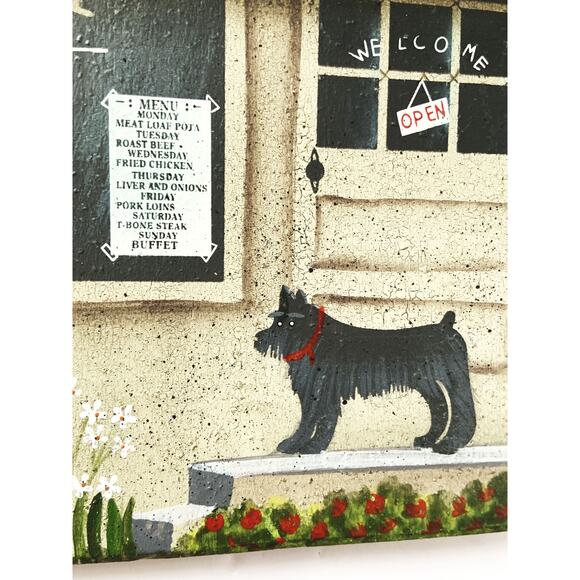 Hand painted Cottagecore Country Main Street Cafe House Dog Wall Decor farmhouse - Picture 3 of 4